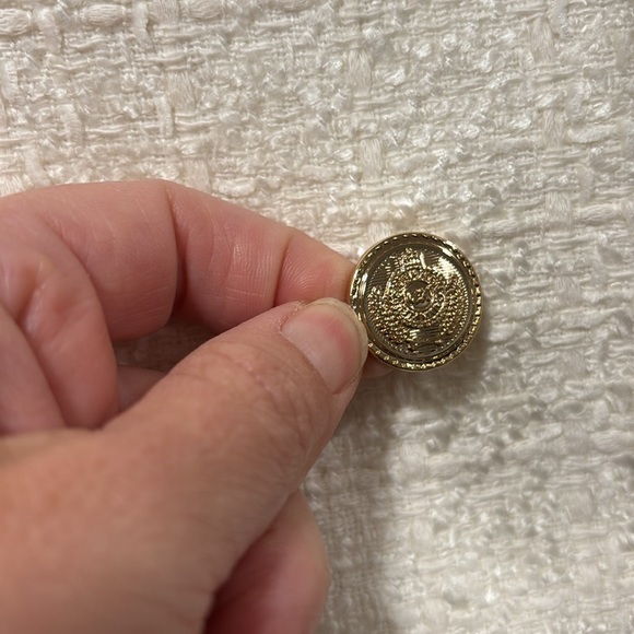 Calvin Klein Cream open front Tweed blazer size 12P - Picture 3 of 10